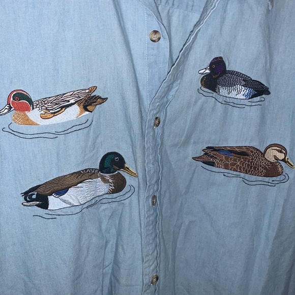 Banana Republic Vintage Large Denim Duck Stitched Long Sleeve Button Up - Picture 3 of 4